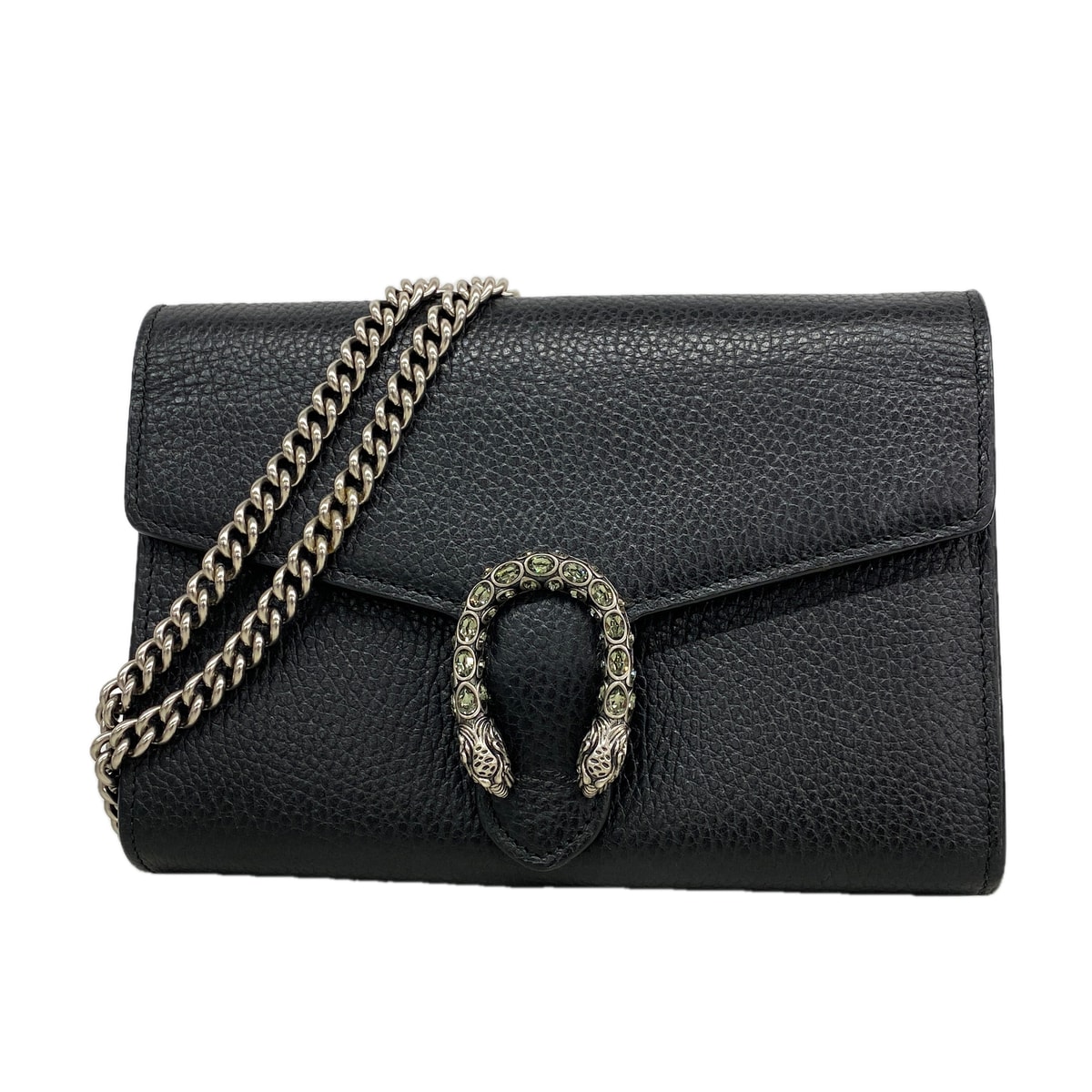 【6ke5168】グッチ ショルダーウォレット デュオニュソス 401231 レザー ブラック シルバー金具【中古】レディース