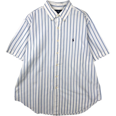 古着 ラルフローレン Ralph Lauren CLASSIC FIT 半袖 ボタンダウン ストライプシャツ メンズXL相当/eaa644828