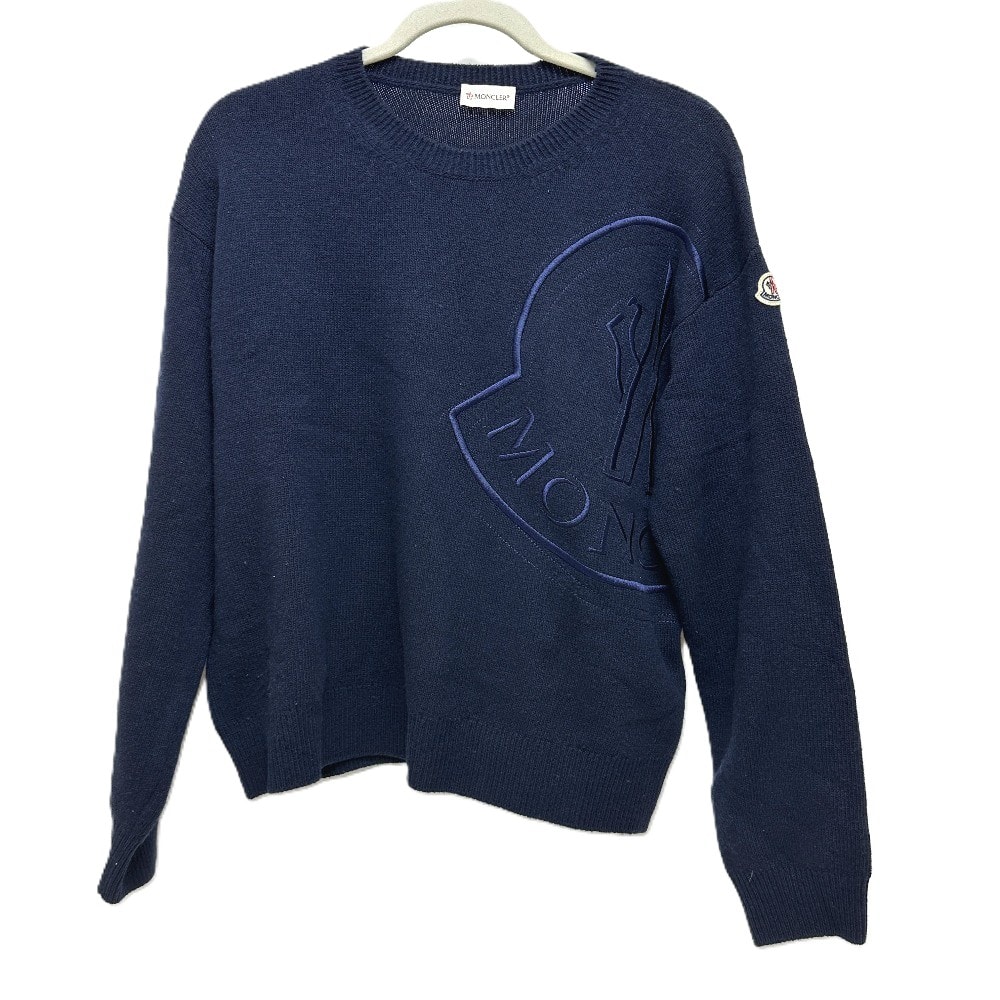 モンクレール MONCLER ロゴ刺繍 C-TIND-23-298 長袖 アパレル セーター ウール ネイビー