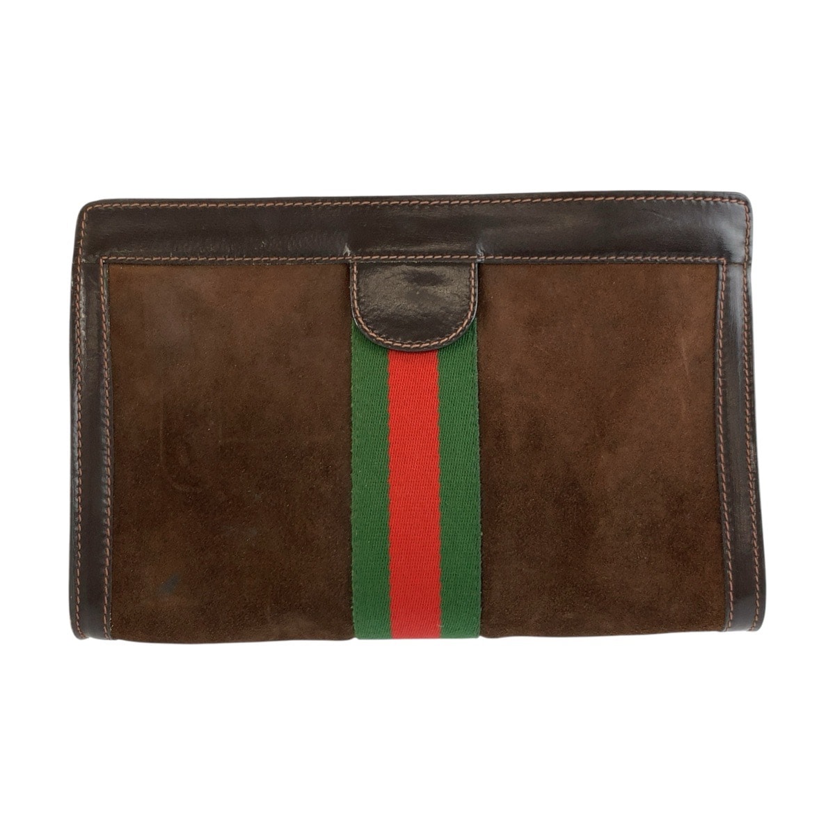 美品 GUCCI グッチ ヴィンテージ シェリーライン ブラウン スウェード レザー/ クラッチバッグ セカンドバッグ 男女兼用 604276 【中古】