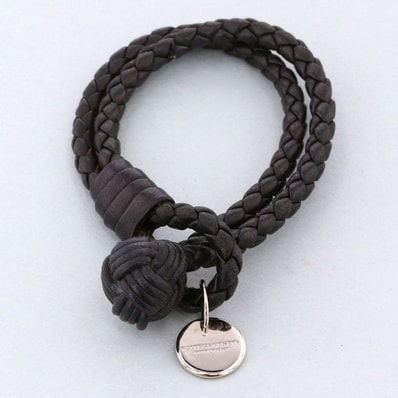 BOTTEGAVENETA ボッテガヴェネタ ブレスレット ブレスレット 113546/V001D レザー ブラック レディース【中古】