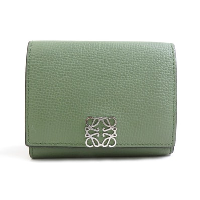 ロエベ LOEWE 三つ折り財布 レザー グリーン レディース【中古】 h32674j