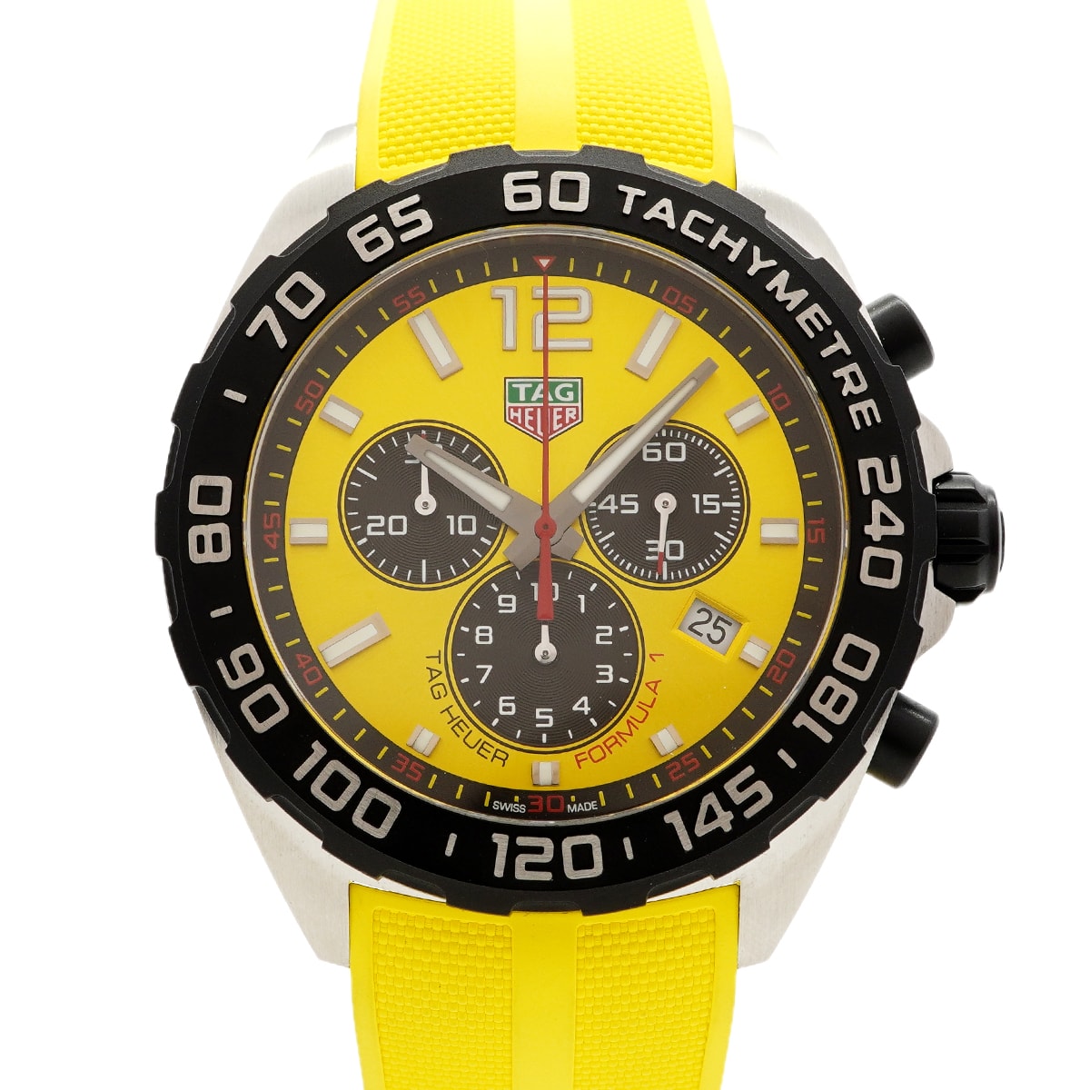 ★最終価格【6wha0031】タグホイヤー フォーミュラ1 クロノグラフ CAZ101AM イエロー文字盤【中古】腕時計 メンズ