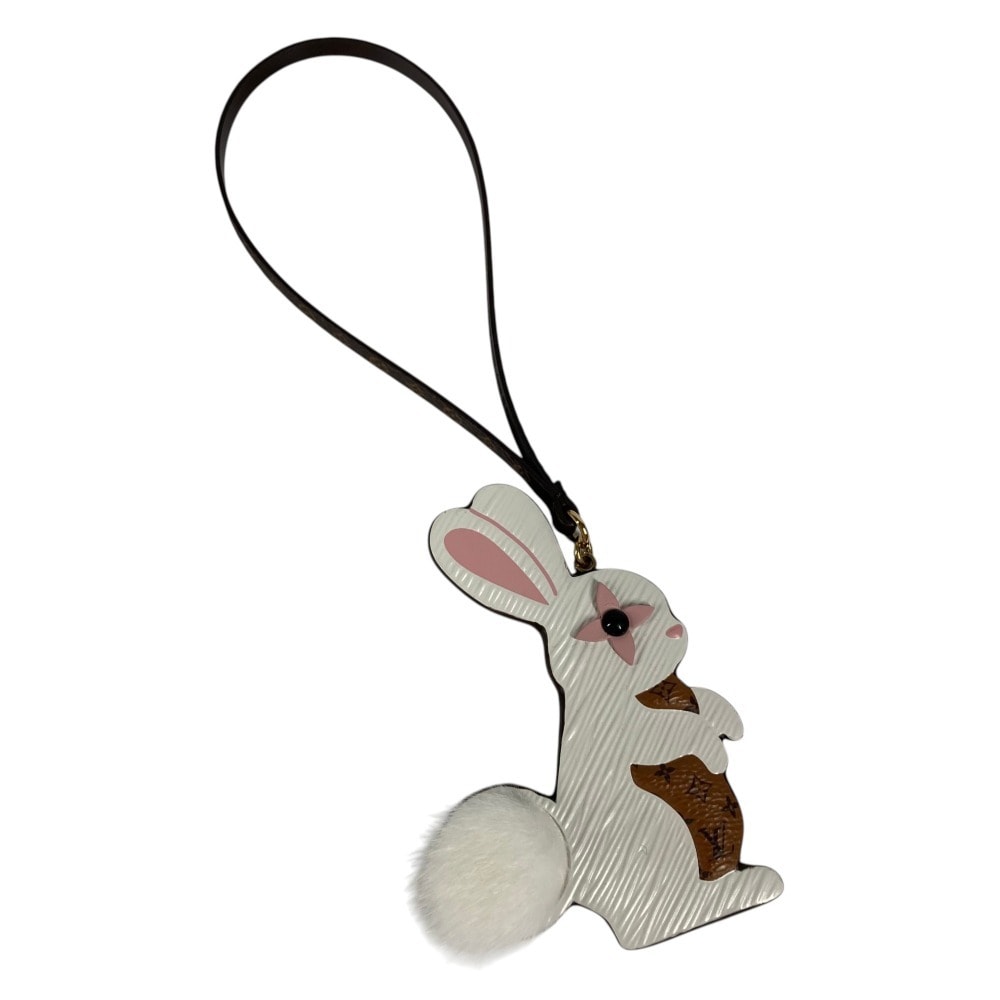 ルイヴィトン LOUIS VUITTON バッグチャーム・LV ファーリーフレンド M03217 モノグラム キーホルダー チャーム アニマル バッグチャーム レザー ホワイト 未使用