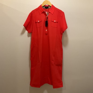 BURBERRY 【バーバリー】チェック オレンジ ワンピース 胸ポケット タグ付き LL