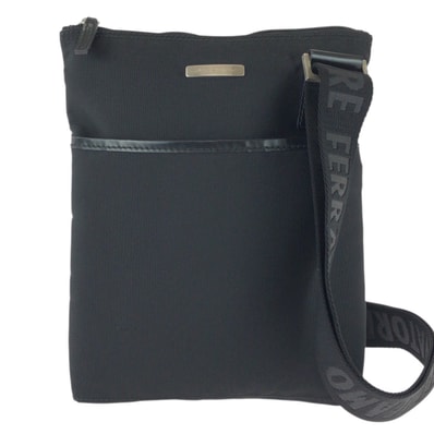 美品 Salvatore Ferragamo サルヴァトーレフェラガモ スポーツライン ブラック 黒 シルバー金具 ナイロン レザー/ ショルダーバッグ 男女兼用 603736 【中古】