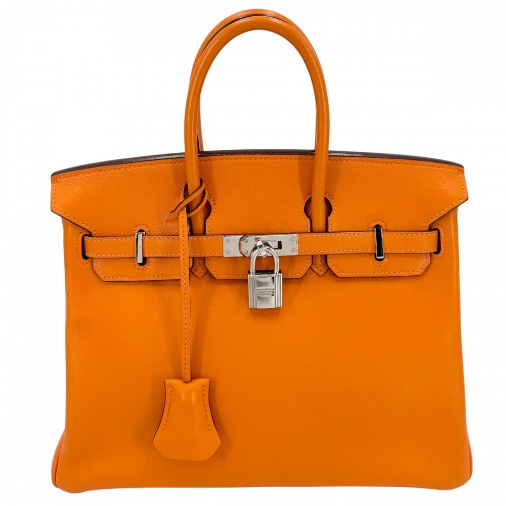 HERMES エルメス ハンドバッグ バーキン25 内縫い □J刻印 スイフト    オレンジ シルバー金具 レディース 2006年【中古品】