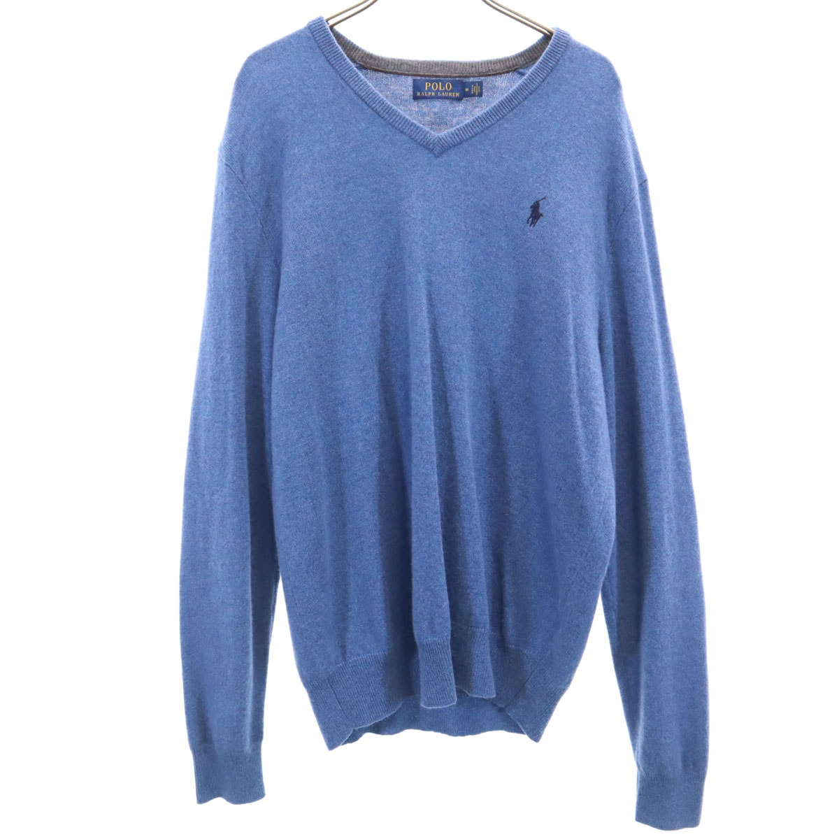 POLO RALPH LAUREN ポロラルフローレン 長袖 Vネック ニット M 青紺 セーター
