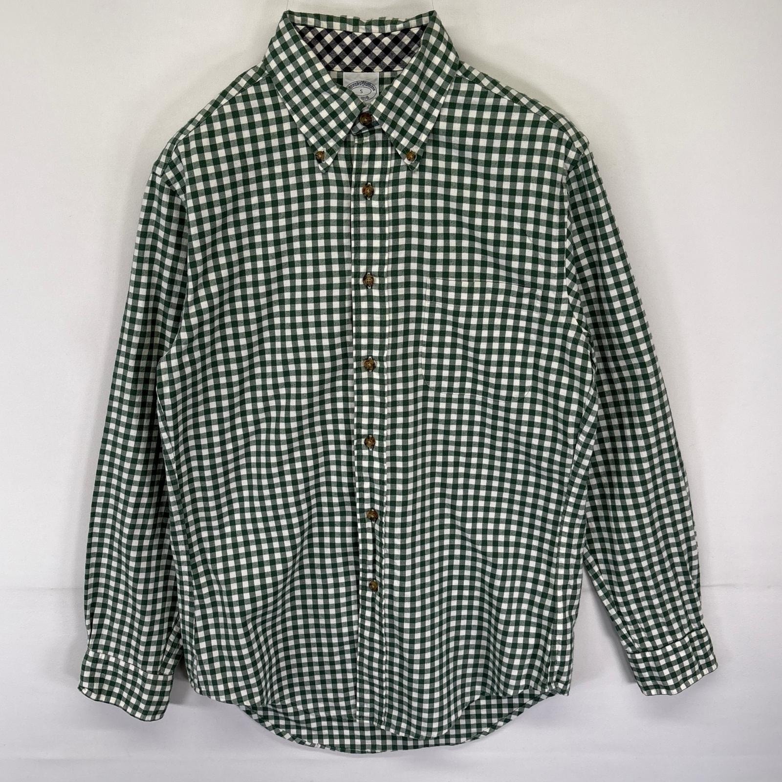 古着 ブルックスブラザーズ Brooks Brothers 長袖 ネルシャツ ボタンダウン チェック柄 1818 ポケット S  グリーン メンズ