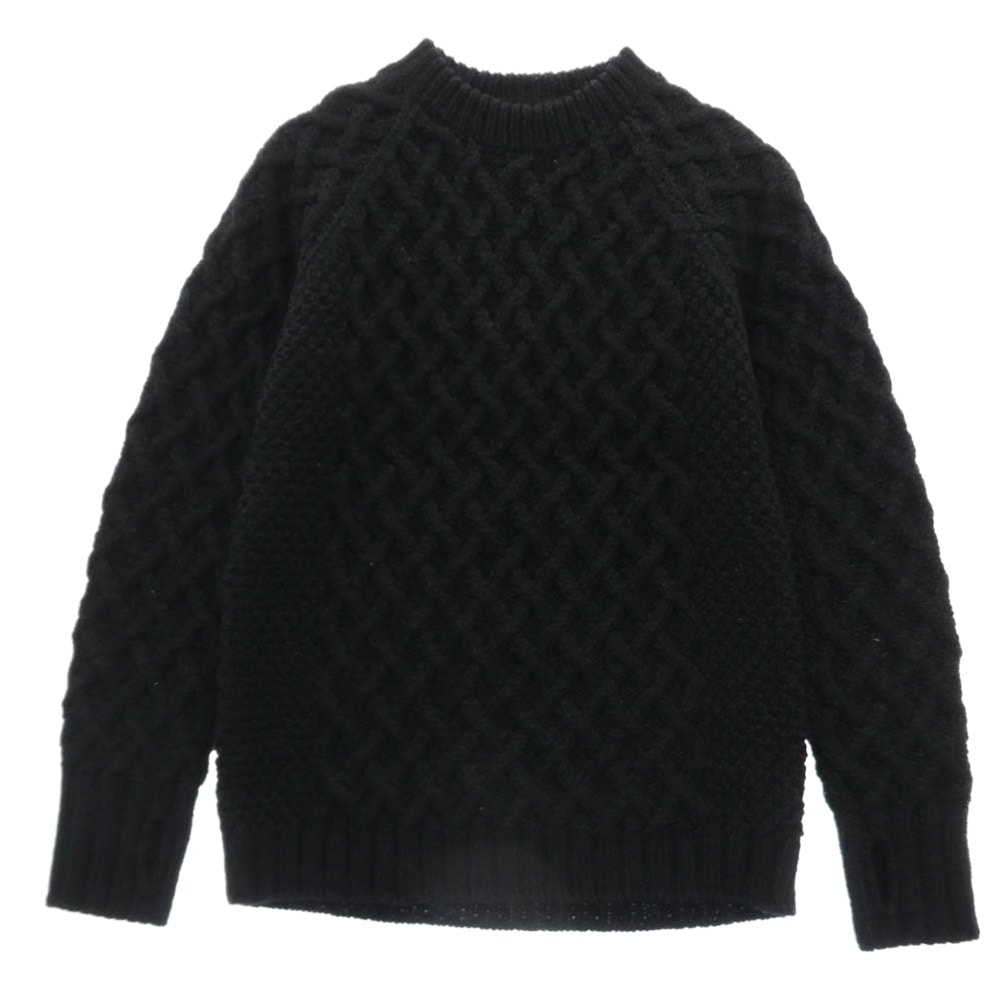 SOPHNET. ソフネット ニット SOPH-45079 ウール ケーブル ニット セーター ブラック系 M【中古】