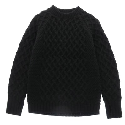SOPHNET. ソフネット ニット SOPH-45079 ウール ケーブル ニット セーター ブラック系 M【中古】