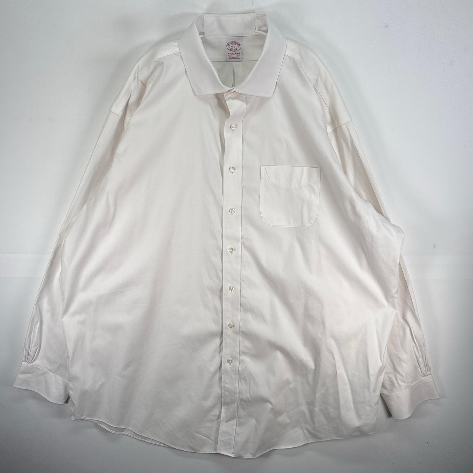 古着 ブルックスブラザーズ Brooks Brothers 長袖シャツ MADISON FIT 胸ポケ 3XL  ホワイト系 無地 メンズ