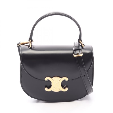セリーヌ CELINE トリオンフ ミニ ブザス クレア 2WAY ハンドバッグ バッグ レザー レディース ブラック系 10L063 【中古】