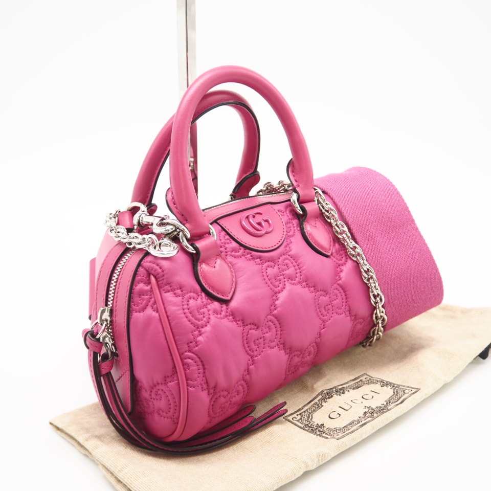 極美品 GUCCI グッチ GGマトラッセ レザー 3WAYショルダーバッグ 702251 2wayショルダーバッグ ピンク ナイロン レディース