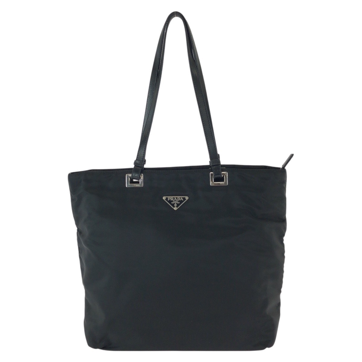 美品 PRADA プラダ テスート 三角ロゴプレート ブラック 黒 シルバー金具 ナイロン レザー/ トートバッグ ショルダーバッグ 602723 【中古】