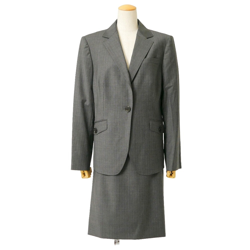 ■美品■BURBERRY バーバリー スカートスーツ サイズジャケット46/スカート44 ストライプ テーラードジャケット ブレザー タイトスカート ブランド古着【中古】20260727/RB0214