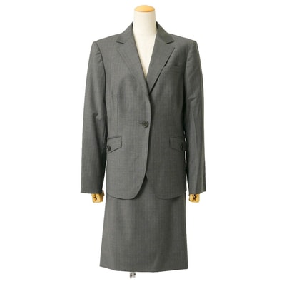 ■美品■BURBERRY バーバリー スカートスーツ サイズジャケット46/スカート44 ストライプ テーラードジャケット ブレザー タイトスカート ブランド古着【中古】20260727/RB0214