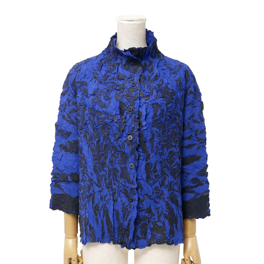 ■美品■ISSEY MIYAKE イッセイミヤケ ブラウス サイズ2 シワプリーツ ハイネック シャツ ブランド古着【中古】20260804/RB0467
