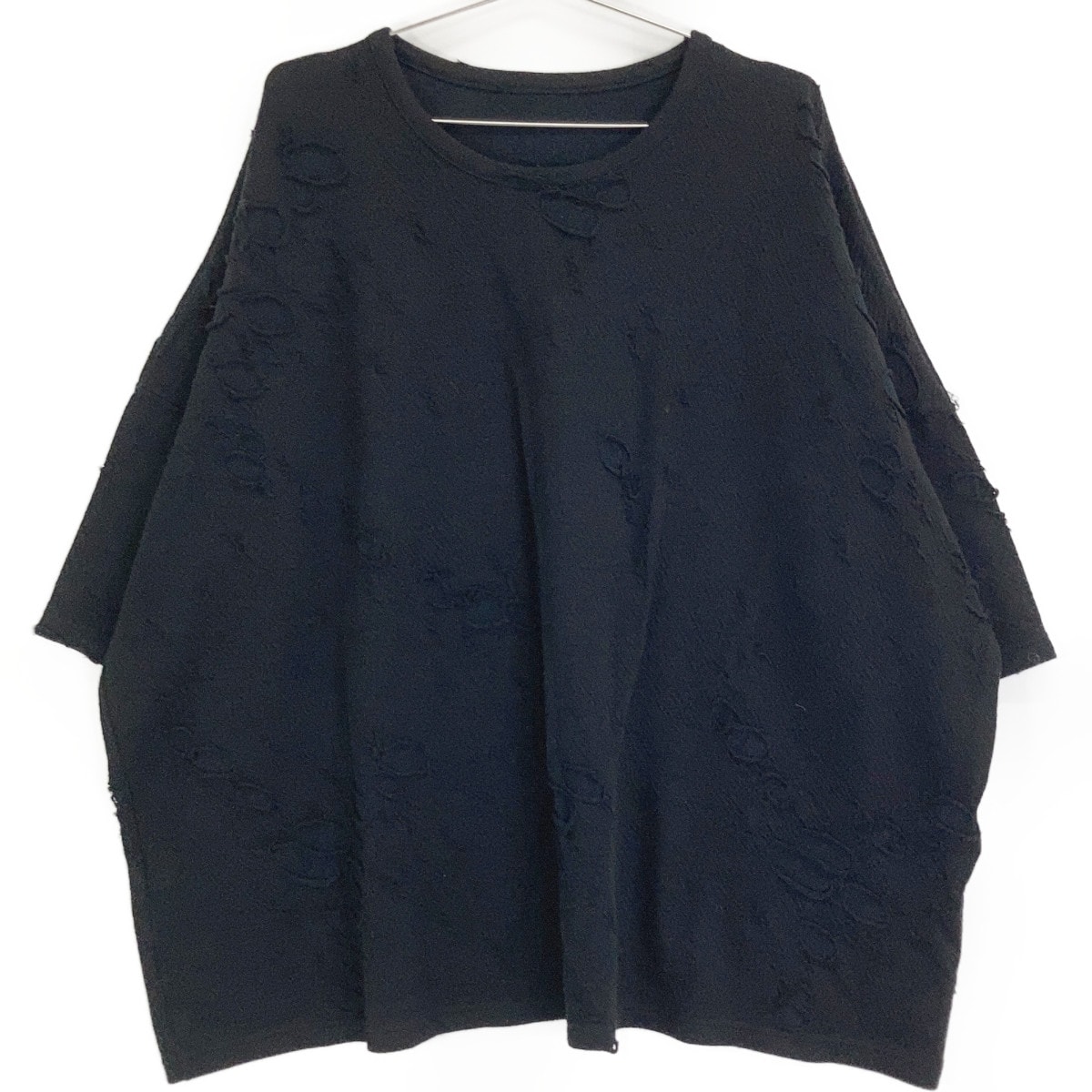 ワイズ 【25AW】YL-T15-162 BONDED HOLE JQ ROUND NECK BIG T クラッシュ加工 7分袖カットソー/ 2