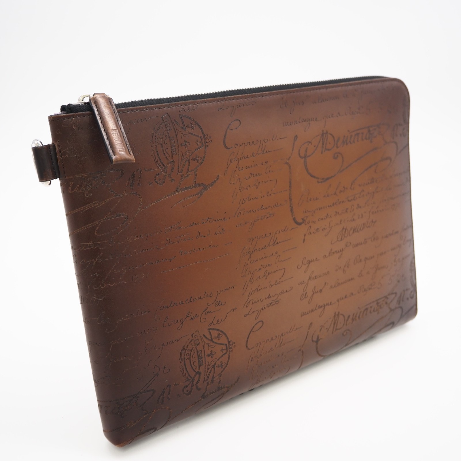 美品 Berluti ベルルッティ ヴェネチア カーフレザー ニノ GM クラッチ cacao intenso - クラッチバッグ ブラウン カーフレザー メンズ