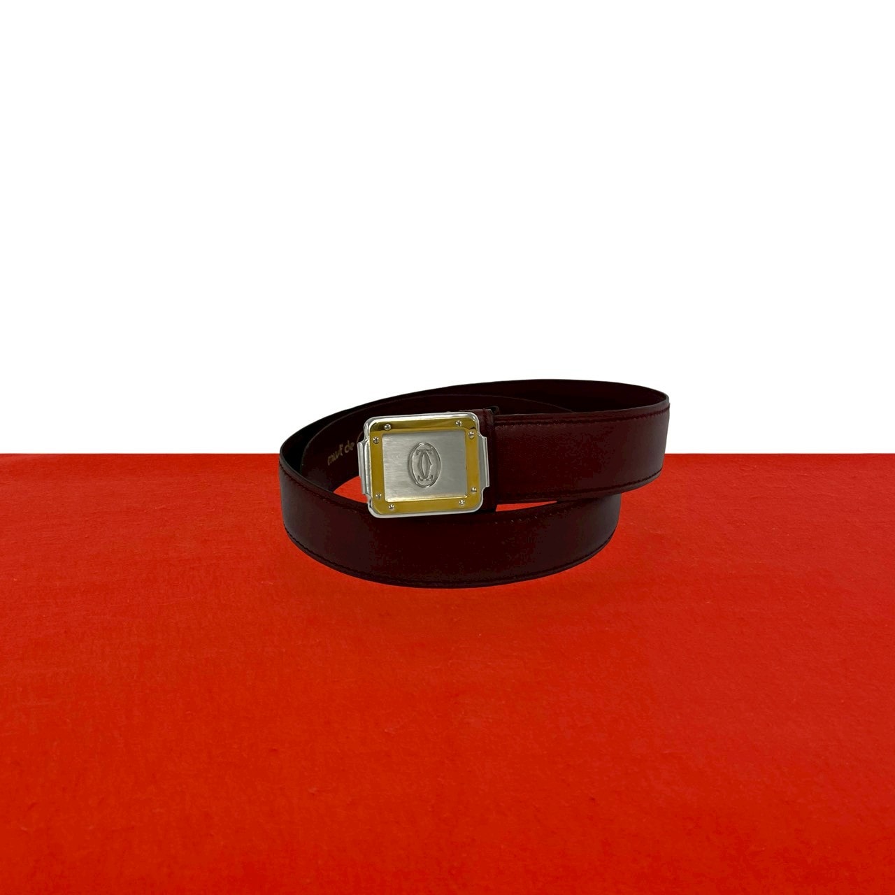 CARTIER カルティエ マストライン ロゴ 刻印 レザー ベルト ワインレッド
 73205