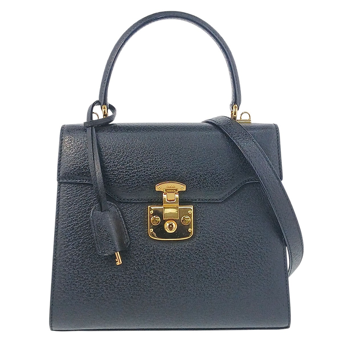 GUCCI グッチ レディロック オールドグッチ ヴィンテージ 2WAY ショルダーバッグ ハンドバッグ レザー ブラック ゴールド  レディース【中古】