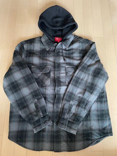 Supreme Hooded Flannel Zip Up Shirt "Black"