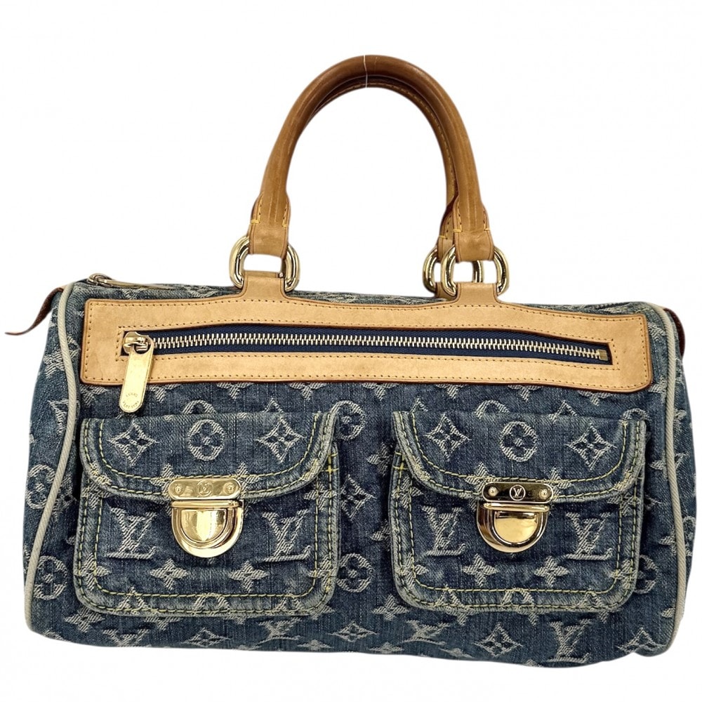 LOUIS VUITTON ルイヴィトン ハンドバッグ ネオスピーディ M95019 モノグラムデニム    ブルー 青 ゴールド金具 レディース【中古品】