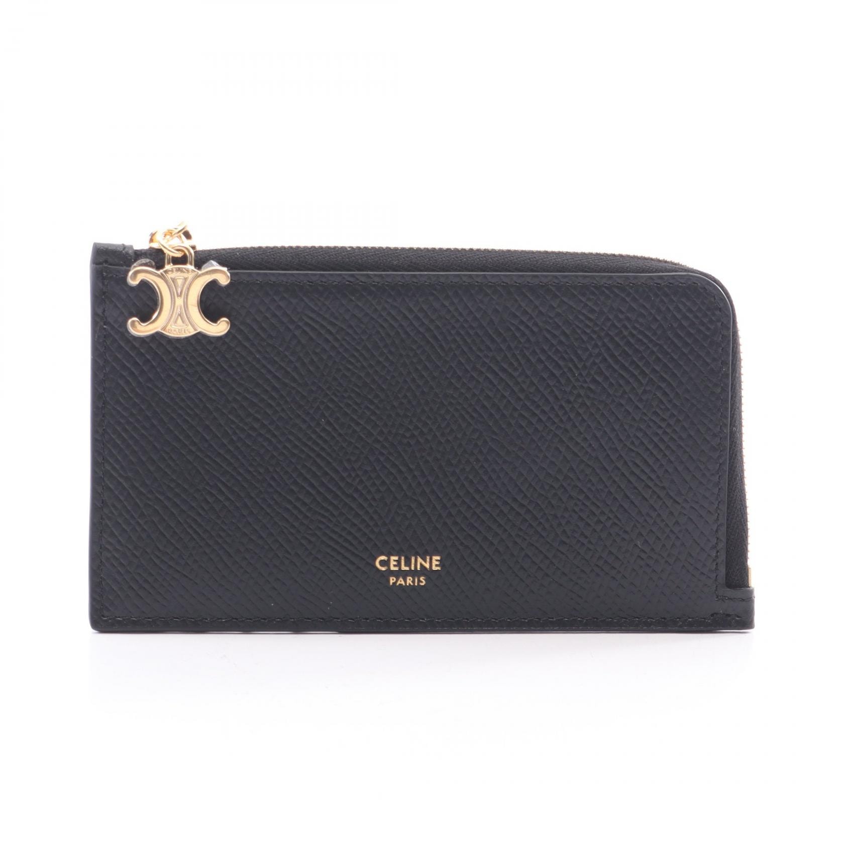 セリーヌ CELINE ロングカードホルダー コインケース カードケース アクセサリー レザー レディース ブラック系 L10083FVO38NO 【新品】