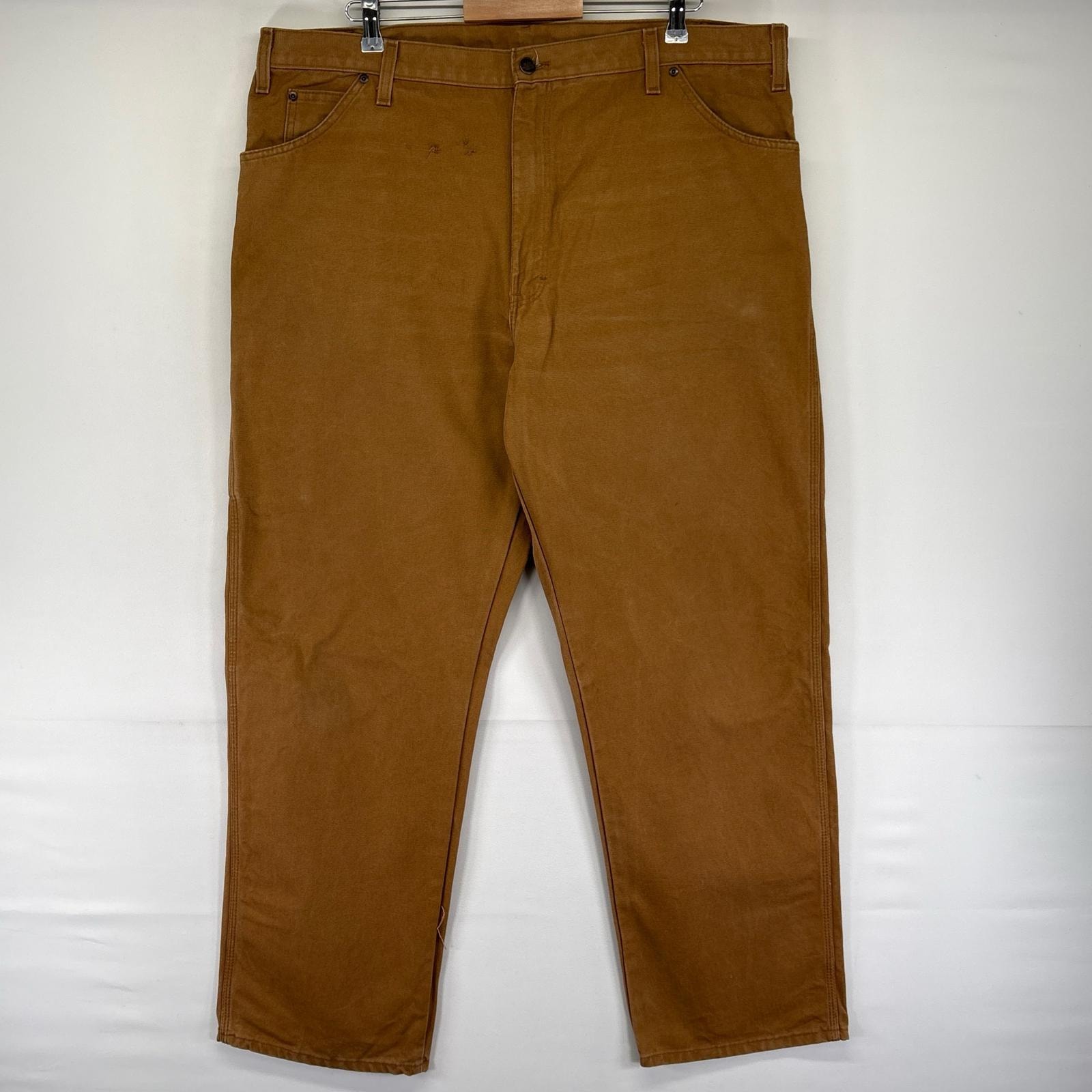 古着 ディッキーズ Dickies ダック パンツ ペインター ワンポイントロゴ ジッパーフライ 大きいサイズ W42 L32 ブラウン系 メンズ