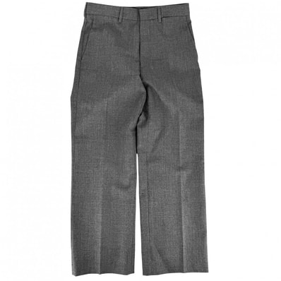 MIUMIU ミュウミュウ パンツ バックロゴ ボトム スラックス アパレル 服 38 グレー ウール レディース 秋 冬 美品【中古品】