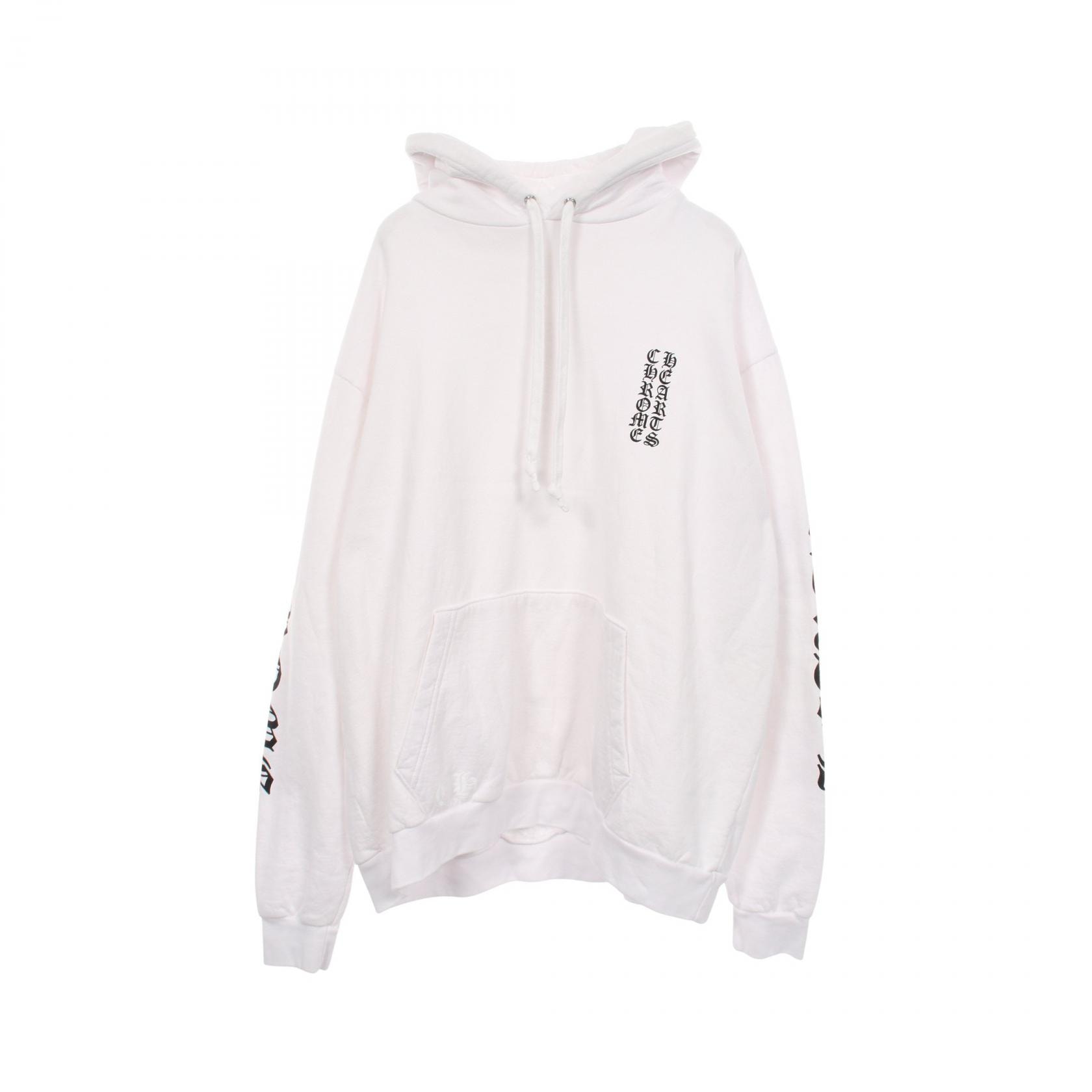 Chrome Hearts Vertical Logo Pullover Hoodie "White"