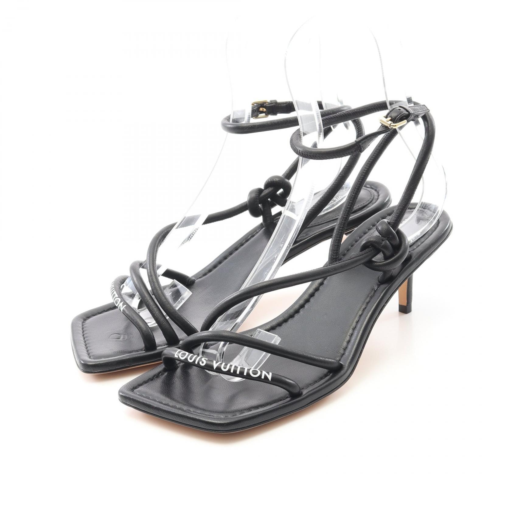 ルイ・ヴィトン LOUIS VUITTON アイコンロゴ サンダル 靴 レザー レディース ブラック系 【中古】