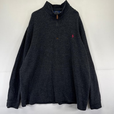 古着 ポロ・ラルフローレン POLO RALPH LAUREN USA製 スウェット 大きいサイズ ニット ハーフジップ トレーナー 刺繍 2XL メンズ