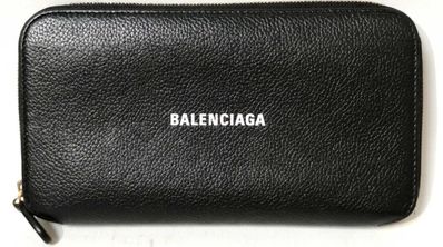 BALENCIAGA Cash Continental Wallet Grained Calfskin "Black"