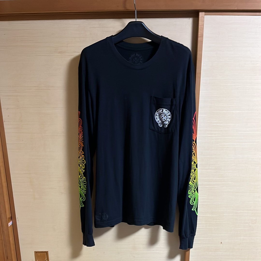 Chrome Hearts Back Grad Circle Logo Floral Sleeve Gradient L/S Tee "Black"