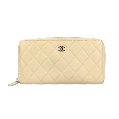 シャネル クラシック ロング ジップ ウォレット マトラッセ 長財布 キャビアスキン A50097 レディース CHANEL 中古