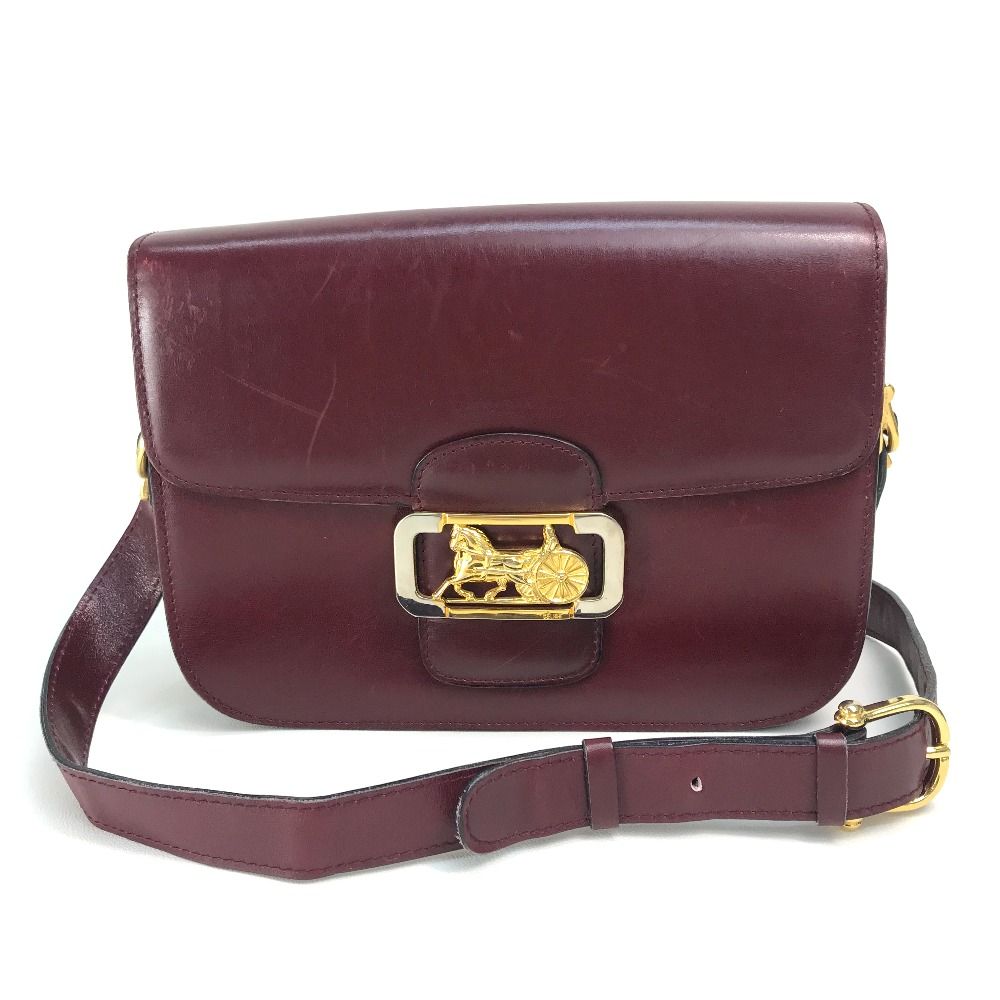 セリーヌ ヴィンテージ 馬車金具 フラップ アコーディオン ショルダーバッグ