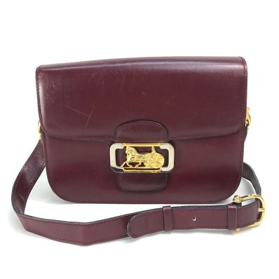 セリーヌ ヴィンテージ 馬車金具 フラップ アコーディオン ショルダーバッグ