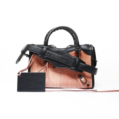 バレンシアガ BALENCIAGA パイソン クラシック ザ・シティ ショルダーバッグ【中古】