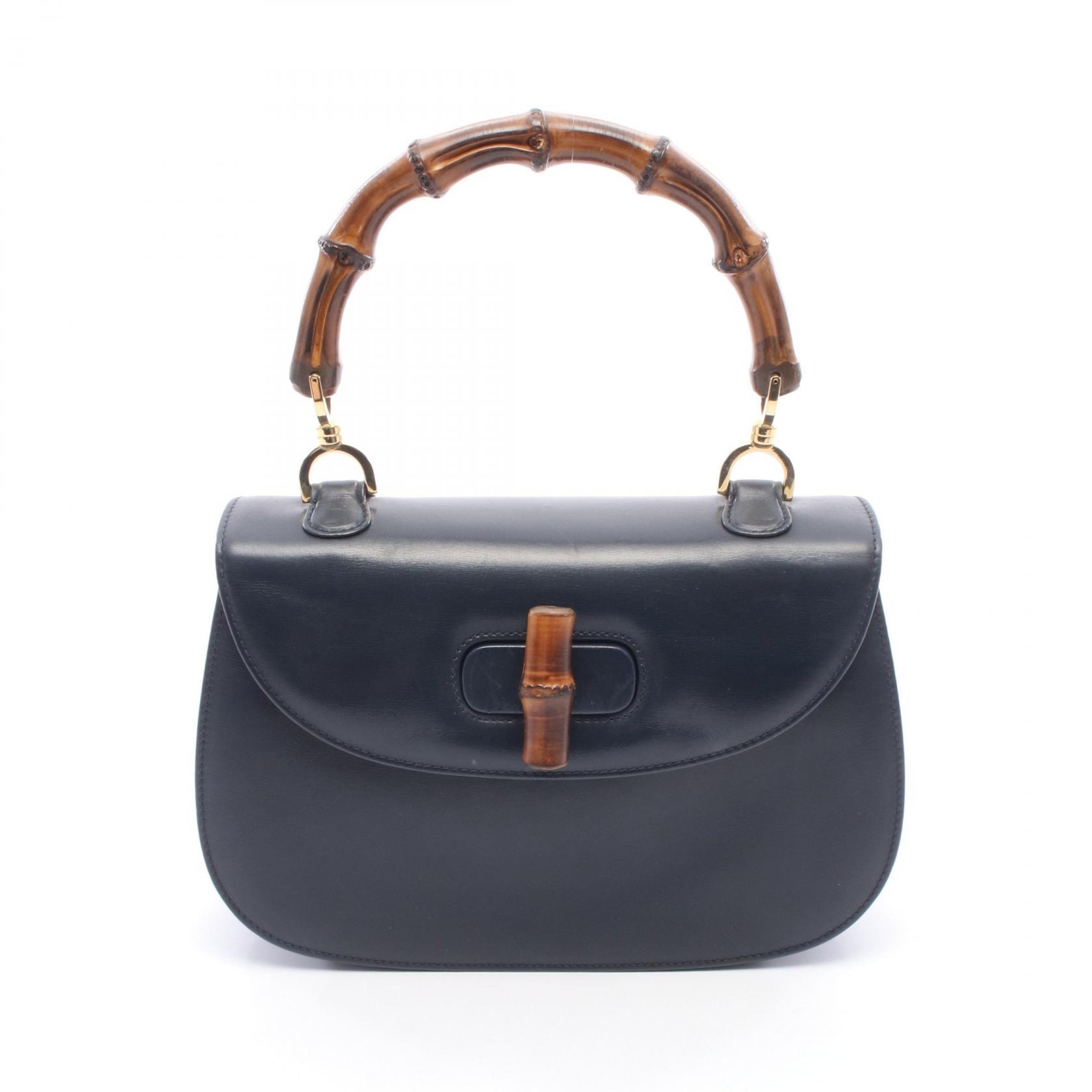 グッチ GUCCI バンブー ハンドバッグ バッグ レザー レディース ネイビー系 000460633 【中古】
