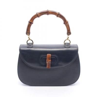 グッチ GUCCI バンブー ハンドバッグ バッグ レザー レディース ネイビー系 000460633 【中古】