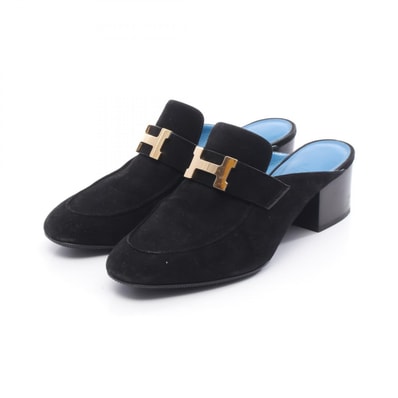 エルメス HERMES パラディ ミュール 靴 スウェード レディース ブラック系 【中古】