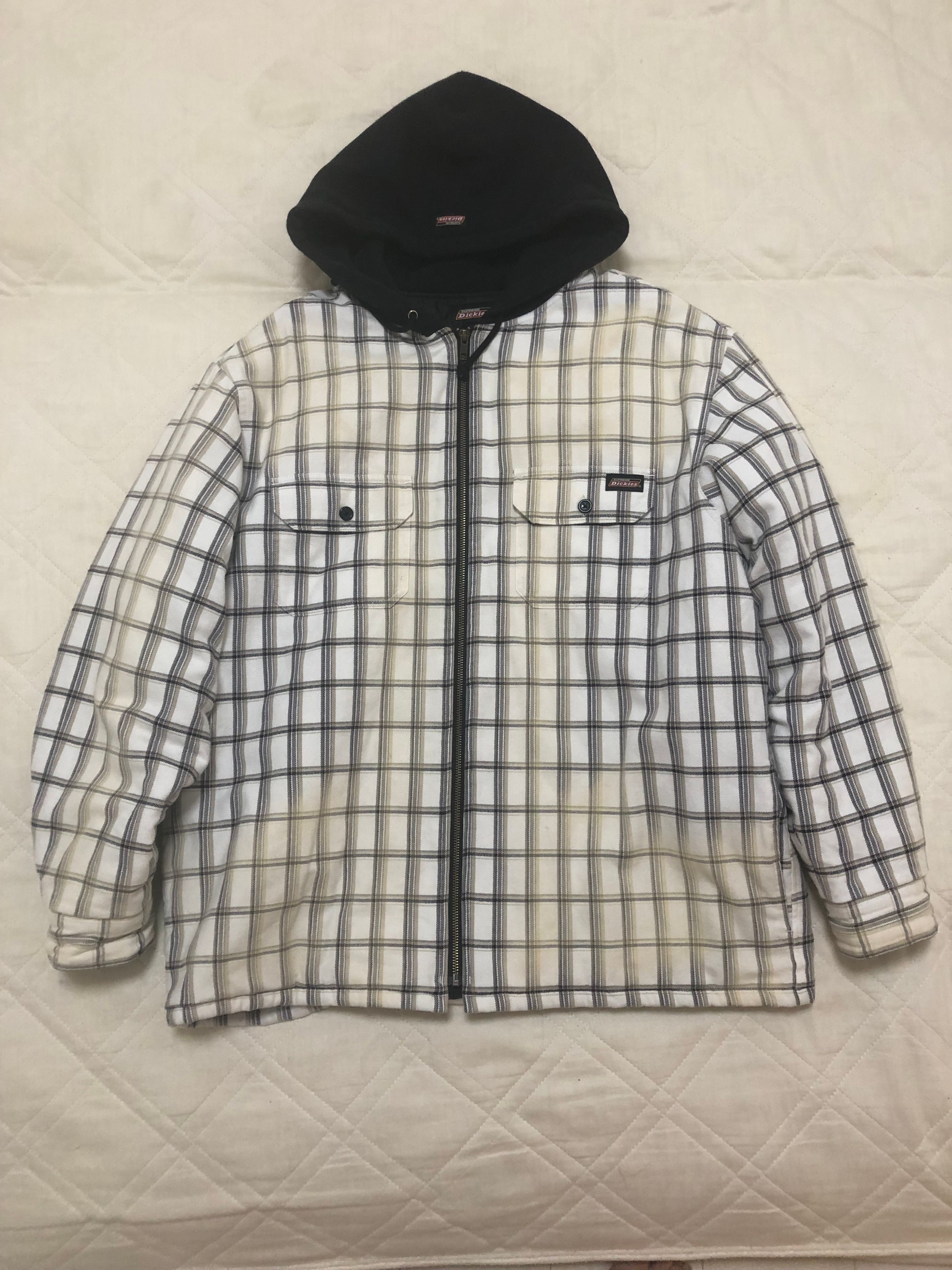 Supreme x Dickies Plaid Hooded Zip Up Shirt "White"