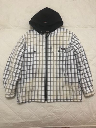 Supreme x Dickies Plaid Hooded Zip Up Shirt "White"