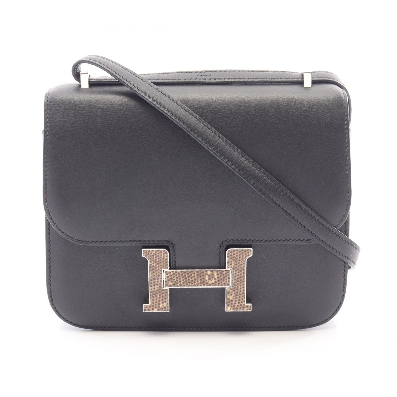 エルメス HERMES コンスタンス3 ミニ オンブレ ショルダーバッグ バッグ エキゾチックレザー ヴォームッシュ リザード Z刻印(2021年製造) レディース ブラック系 079106CK 【中古】