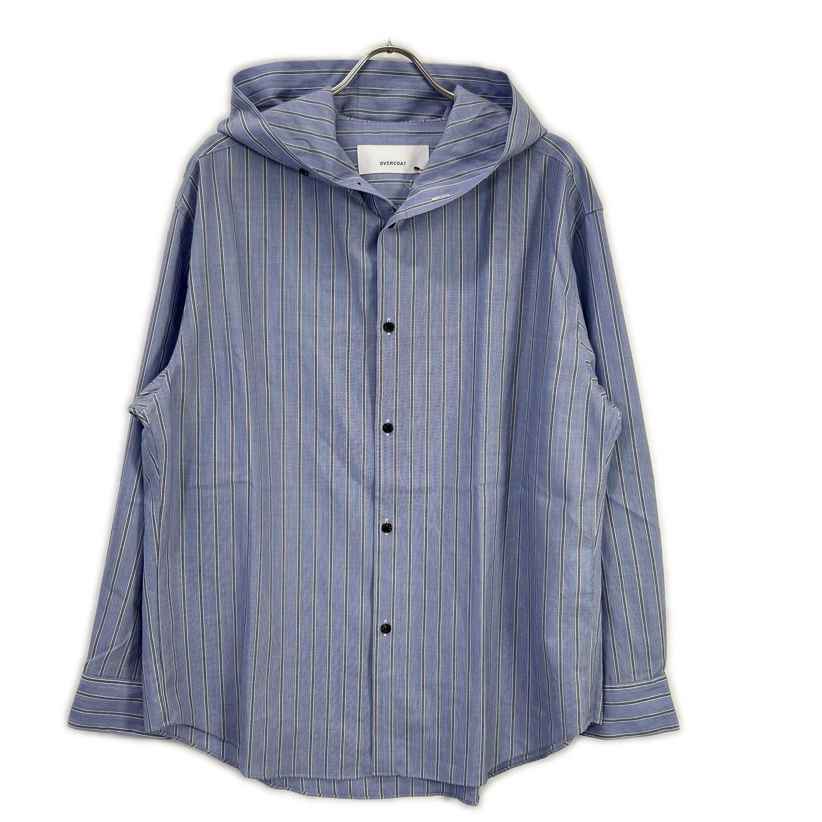 オーバーコート hooded wool shirt in blue stripe S26T011-NKST M1