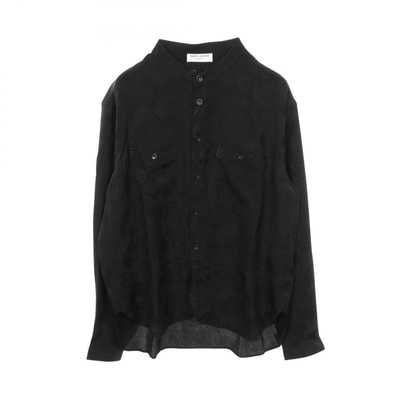 サンローランパリ SAINT LAURENT PARIS ノーカラー 総柄 衣料品 トップス シルク メンズ ブラック系 642424 【中古】