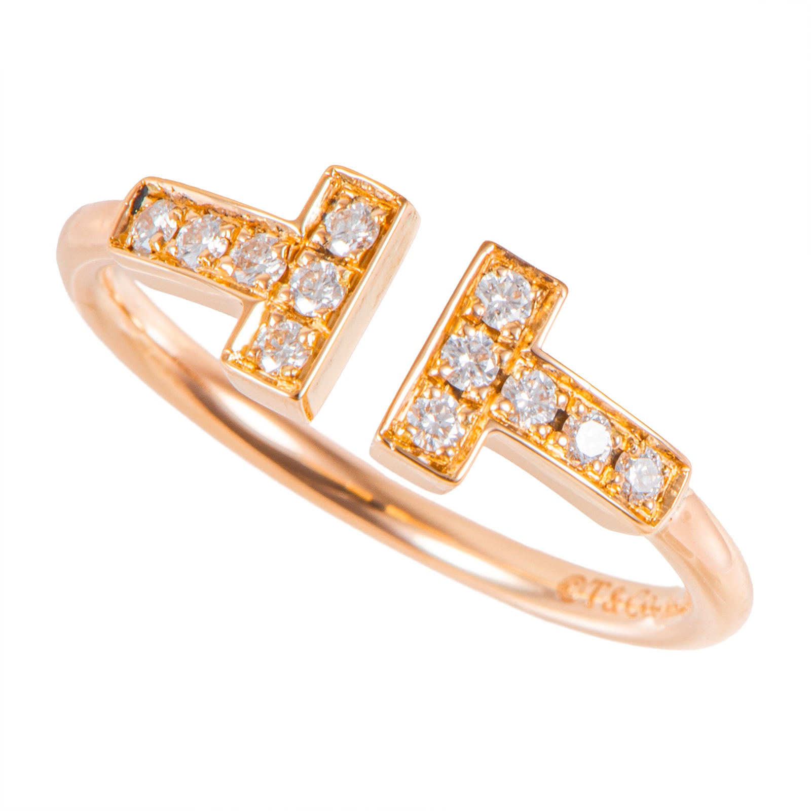 TIFFANY&Co. ティファニー ティファニーT ダイヤモンド ワイヤー リング 指輪 11号 K18RG ダイヤモンド ピンク ゴールド【中古】