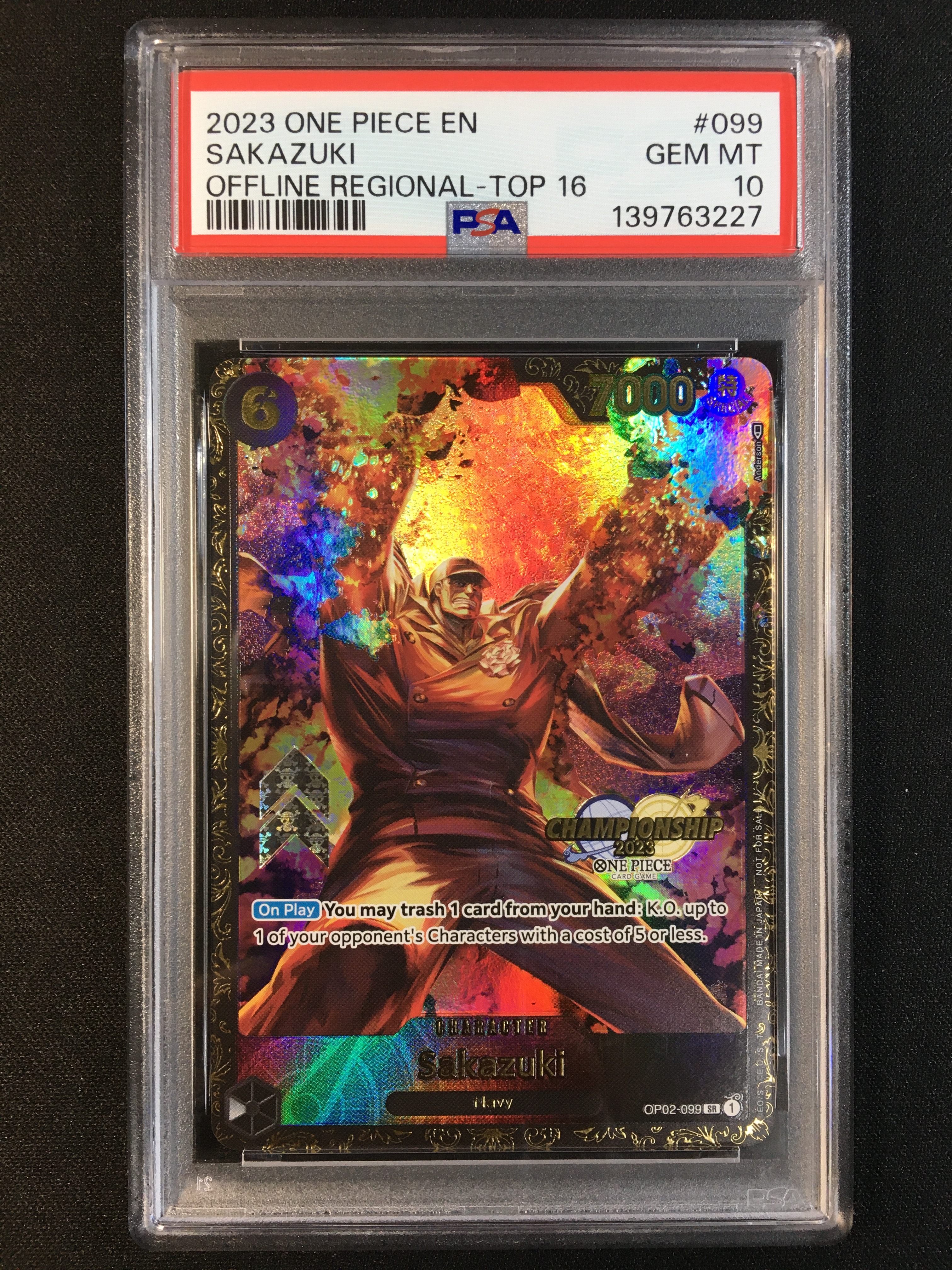 サカズキ SR-P [OP02-099]【英語版】(プロモーションカード「チャンピオンシップ 2023 記念品」)